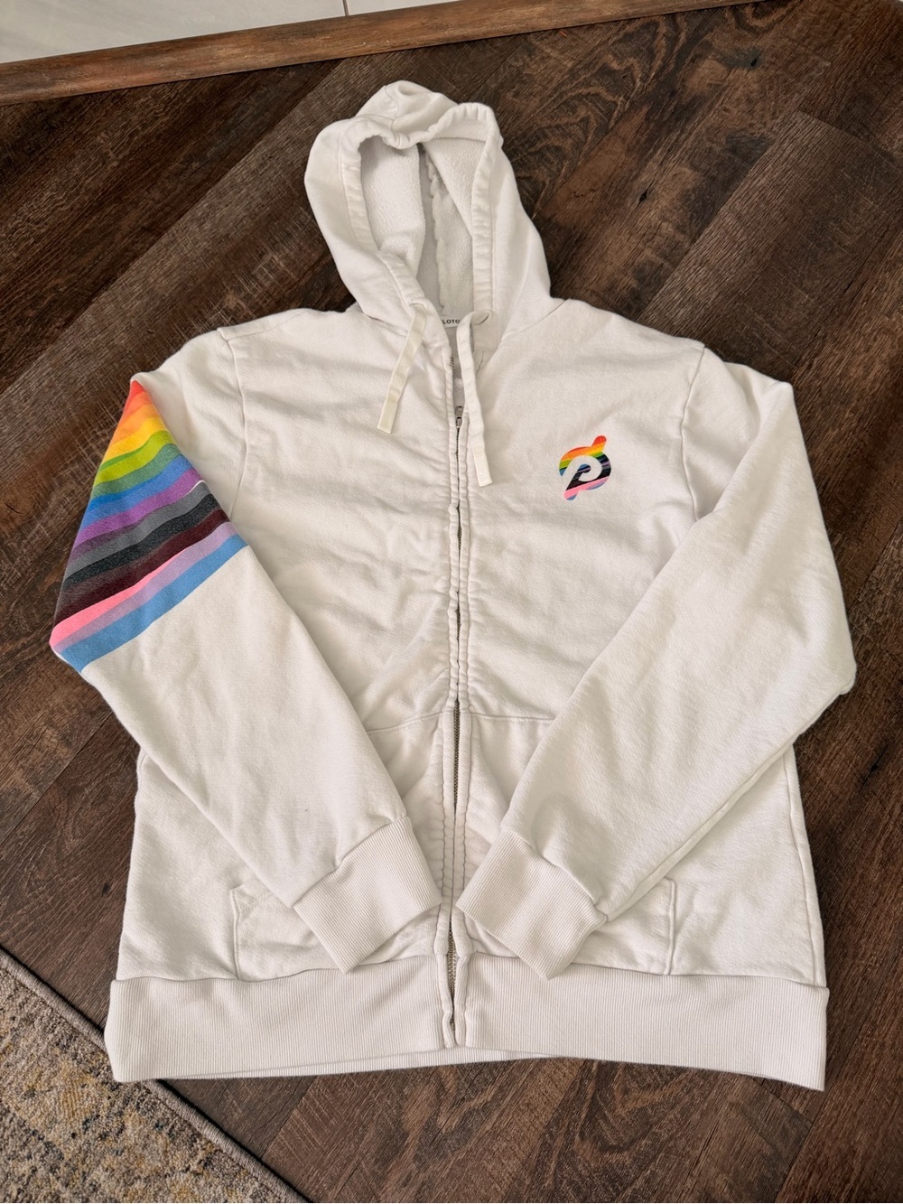 Peloton Lead With Love Pride Full Zip Hoodie Medium Rainbow Graphic Sweatshirt